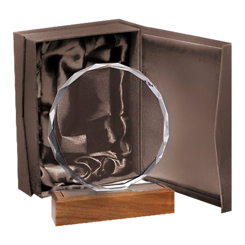 Galvano Cristal Con Base De Madera