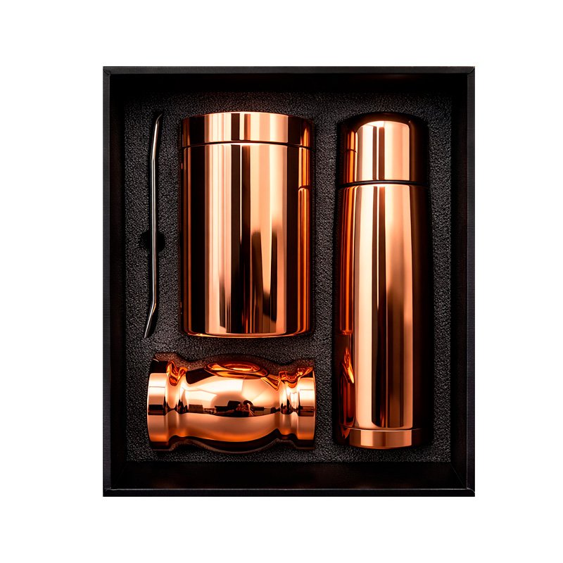 Set De Mate Color Cobre Con Bolso